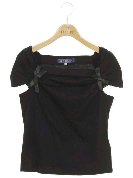 エムズグレイシー 825345 Tシャツ カットソー 38 ブラック リボン ITKKLPX7A8HO