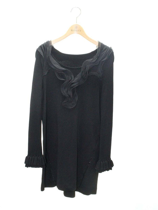 トゥービーシック W5N57-800-09 ワンピース 2 ブラック フリル ニット ITN2BK3JO0E4 【SALE】