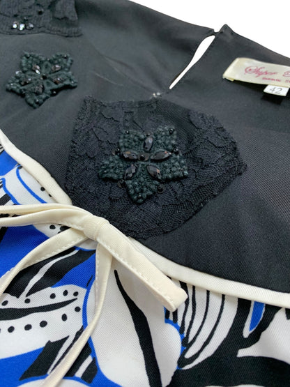 スーパービューティー ワンピース 42 ブラック 花 ビジュー レース ITE5TAMW4YXS 【SALE】