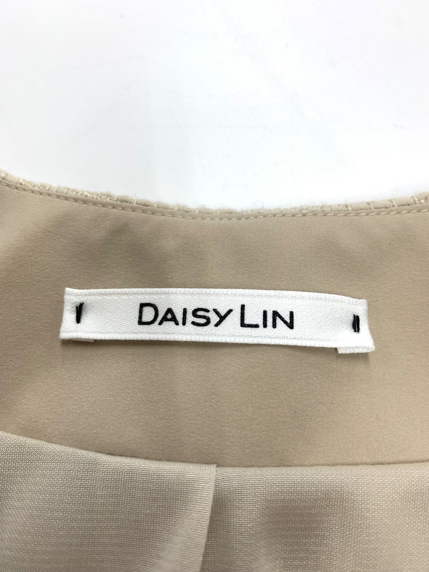 デイジーリン Lady Puff Tweed 07283 ノーカラージャケット 42 ベージュ ツイード ITDVXI6ZDJCE