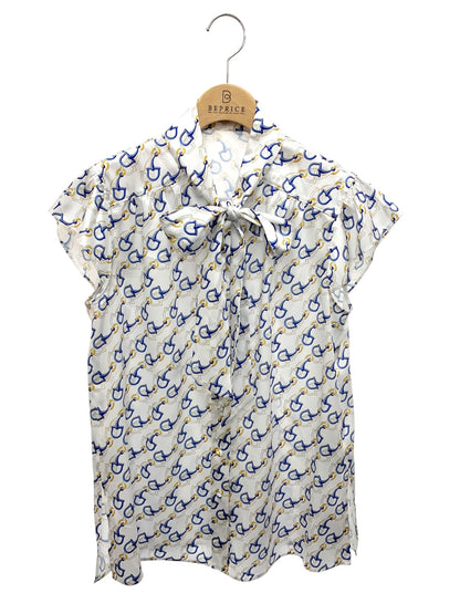 ルネ 6331340 ブラウス 36 ホワイト ホースビット柄 ボウタイ ITK1I33CCLO2