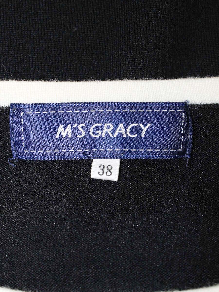 エムズグレイシー  ベルベットリボン付き半そでニット 118616 38 ブラック ITLQ9ENUPGLM