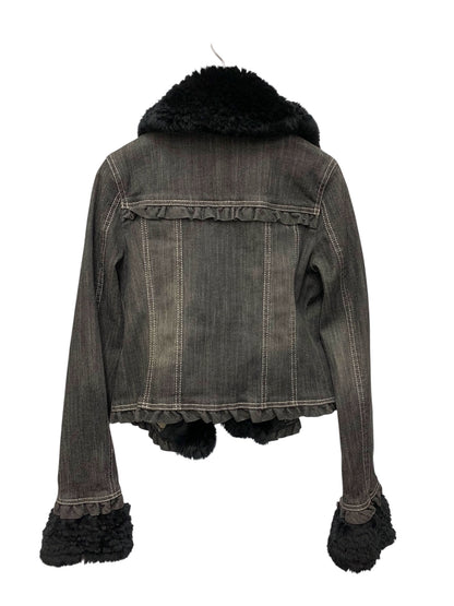 トゥービーシック W5E01-408-09 デニムジャケット 40 ブラック スパンコール ラビットファー付き ITL2N4GH7MDG