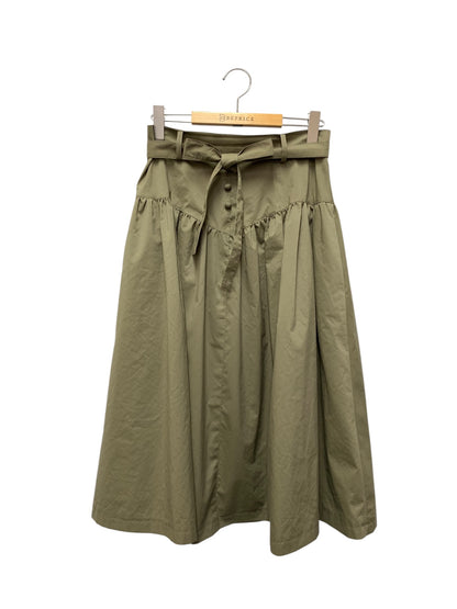 エムズグレイシー 117102 スカート 40 カーキグリーン ベルトリボン フレアー ITB6COFGEJHA