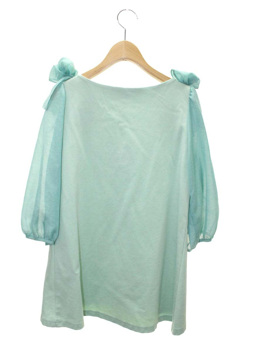 エムズグレイシー 015111 カットソー 38 グリーン オーガンジー リボン IT0V48GSN2X0