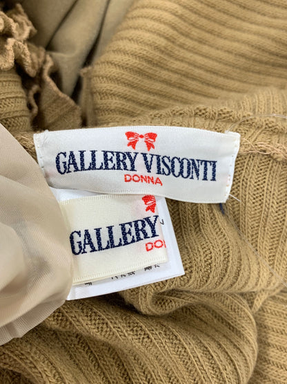 ギャラリービスコンティ 1368400 2 ブラウン ファネルネック フリル 刺繍 ワンピースセットアップ ITOX29HHXTHC