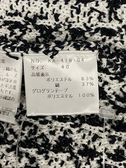 エムズグレイシー 418104 カーディガン 40 ホワイト/ブラック ニット フラワーパール ITHTA515A6V7