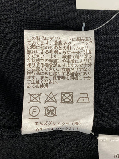エムズグレイシー 818306 ニット セーター 38 ブラック リボン パールボタン ITDYN5YNB8U3