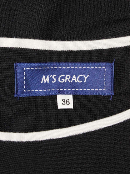 エムズグレイシー 118307 ワンピース 36 ブラック ニット ステッチ 半袖 IT2KF65XINZ8