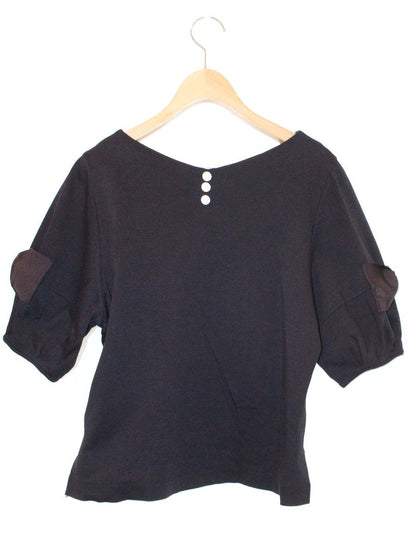 エムズグレイシー 915321 Tシャツ カットソー 38 ブラック 袖リボン ITA39IQ6KQZC