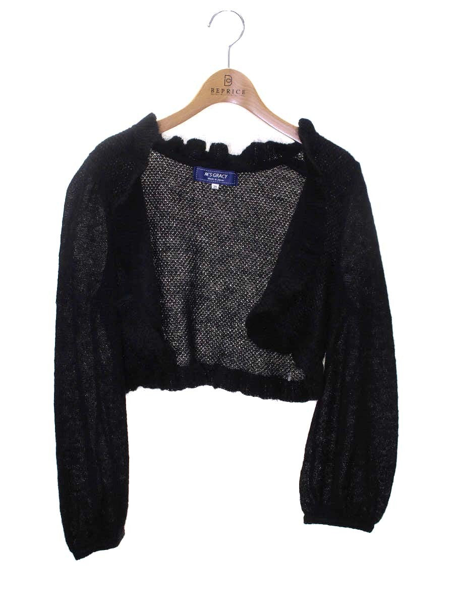 エムズグレイシー 018563 カーディガン 38 ブラック モヘヤ混 ITGHWQ1WUZ3W