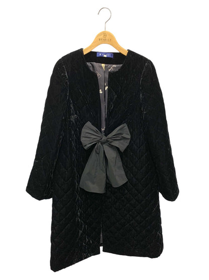 エムズグレイシー 229508 コート 38 ブラック キルティング ベロア リボン IT97GQFQQKSO 【SALE】
