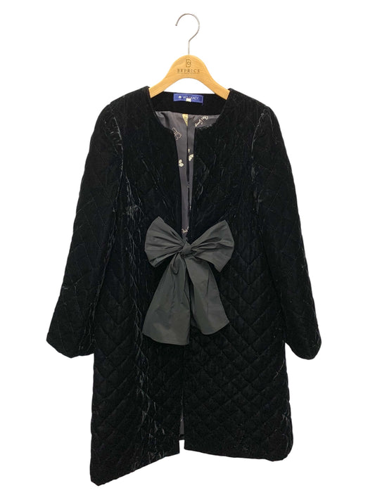 エムズグレイシー 229508 コート 38 ブラック キルティング ベロア リボン IT97GQFQQKSO 【SALE】