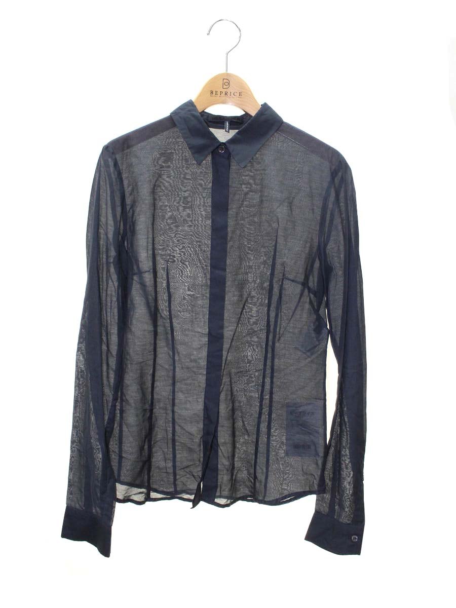 ジルサンダー JDW305A JW073 シャツ 36 ネイビー シルク混 シアー IT4YV6FK3T4C 【SALE】