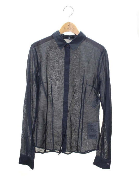 ジルサンダー JDW305A JW073 シャツ 36 ネイビー シルク混 シアー IT4YV6FK3T4C 【SALE】