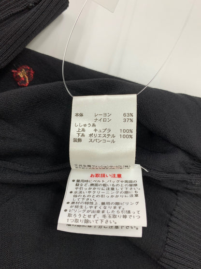 レオナールファッション 0377743 カーディガン 38 ブラック 立体 刺繍 ビジュー ITKNF4DJK3OC