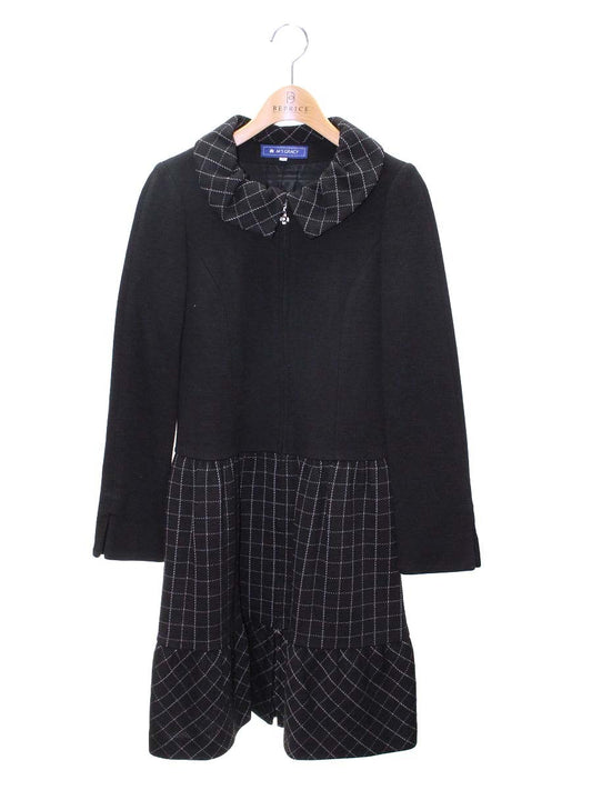 エムズグレイシー 521552 ワンピースコート 36 ブラック カメリアWジップ チェック 切替 IT5V9T8ZD720