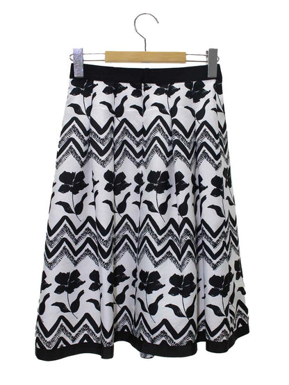 エムズグレイシー 917120 スカート 36 ホワイト/ブラック フラワーモチーフ フレア IT0AI4KFBT1Q