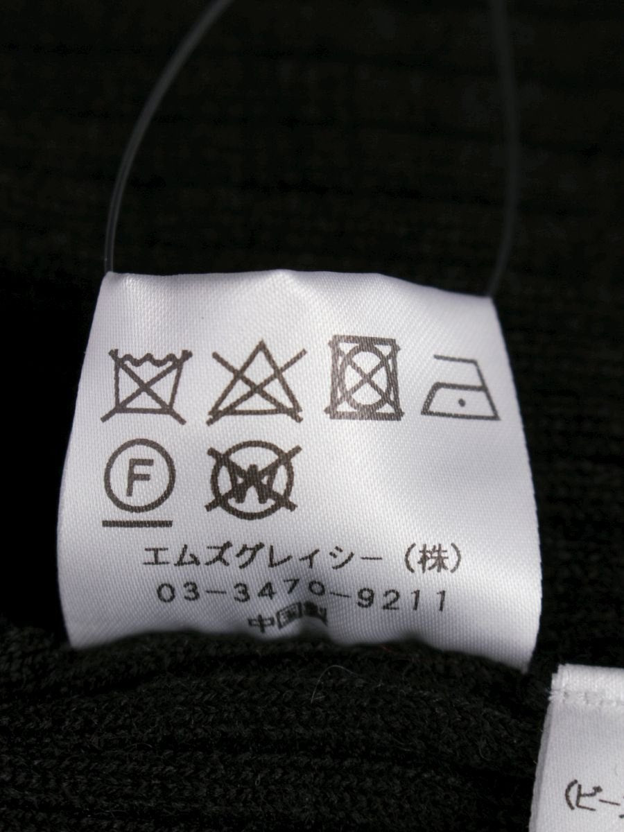 エムズグレイシー 818593 カーディガン 40 ブラック リブ パールビジュー ITAW7IK4QAGC