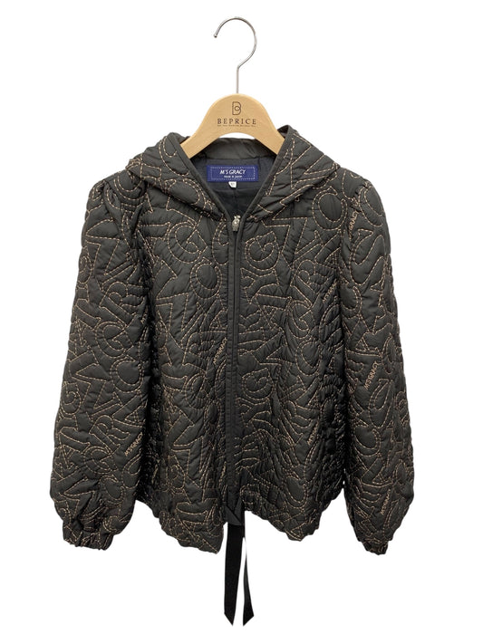 エムズグレイシー 114608 ブルゾン 40 ブラック ロゴ刺繍入り ITE91EZ44KCO