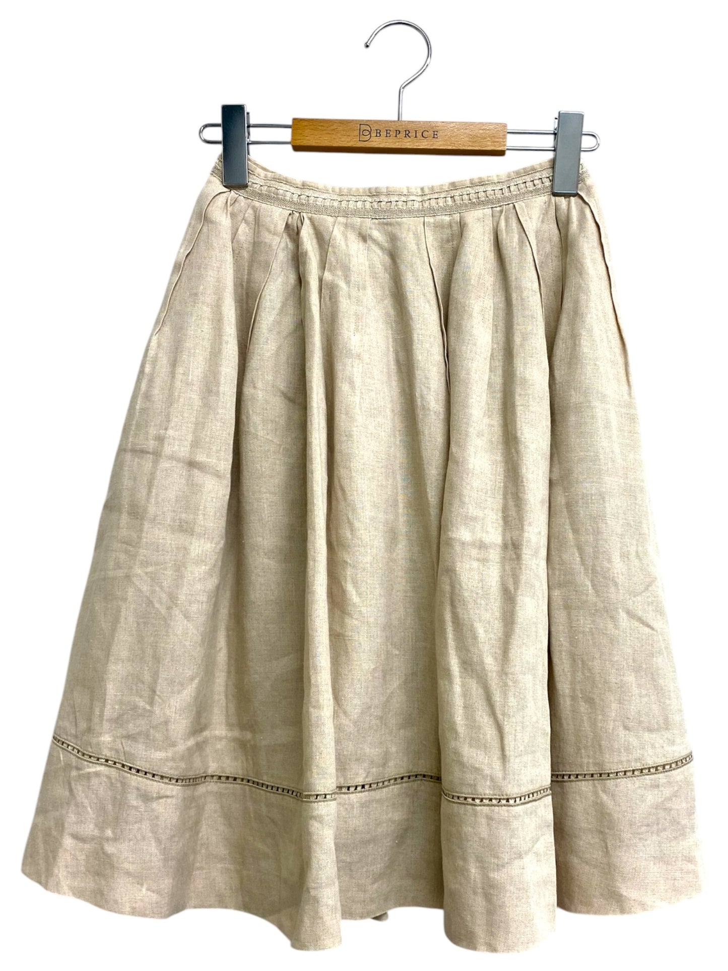 フォクシーブティック Linen Flare 35575 スカート 38 ベージュ 麻 ITBSPDKIPPRC