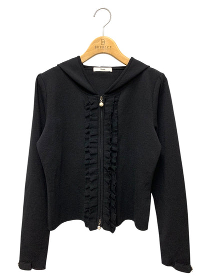 ルネ 6932480 パーカー 38 ブラック ジップアップ フリル パールリボン ITZCSB7WIA94