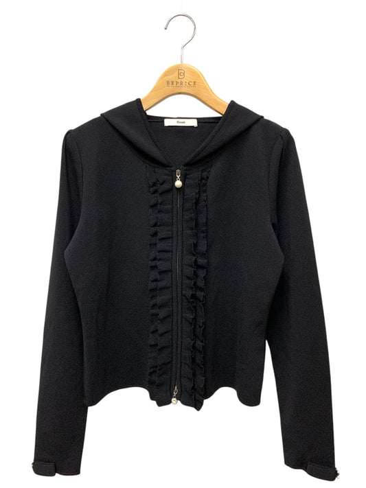 ルネ 6932480 パーカー 38 ブラック ジップアップ フリル パールリボン ITZCSB7WIA94