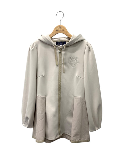 エムズグレイシー 315517 パーカー 38 グレージュ フード 刺繍 ロゴ リボン ITLW0H4DWN88