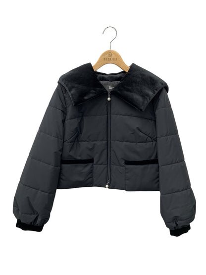 ルネ Short Coat 5448010 36 ブラック ベロア切替 24AW ITV6DMNNR4S0