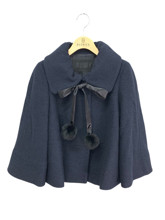 トゥービーシック W5B60-262-29 ショートコート 40 ネイビー ラビットファーポンポン付きリボン ITD6V0YJXOGE