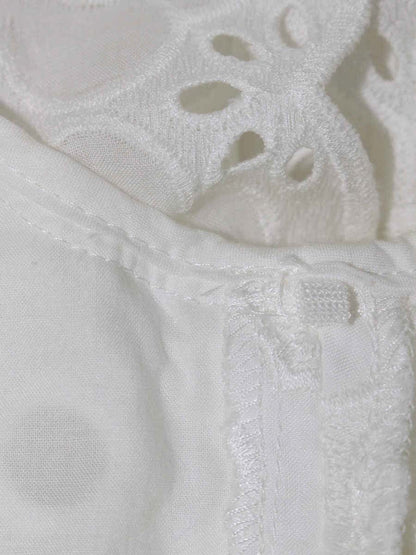 エムズグレイシー 720305 チュニック 38 ホワイト フラワーモチーフ カットワーク バックジップ ITIA966STKQO