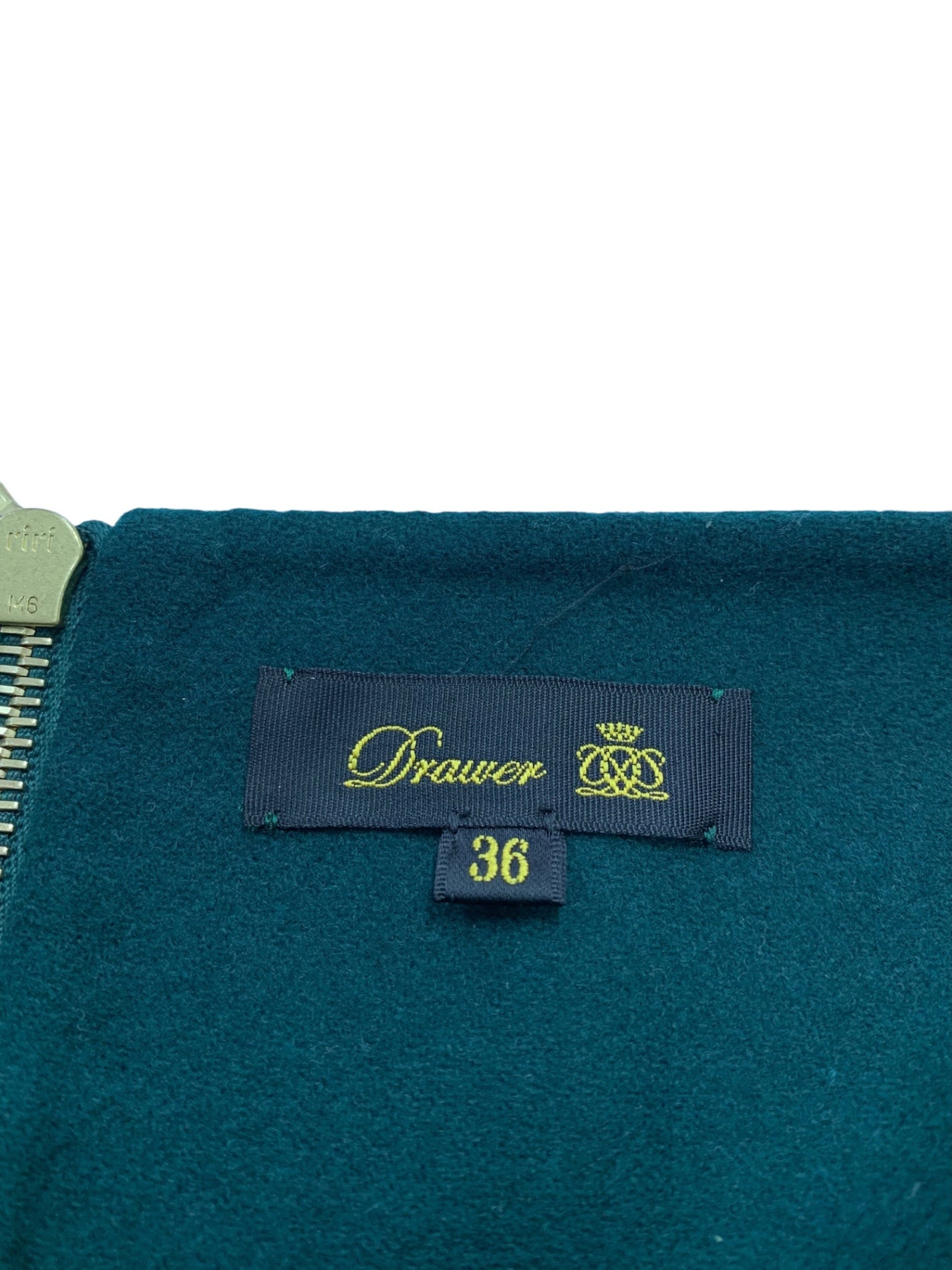 ドゥロワー ウール バックファスナー スカート 6524-234-1250 36 グリーン ITMYS4WO3FEO