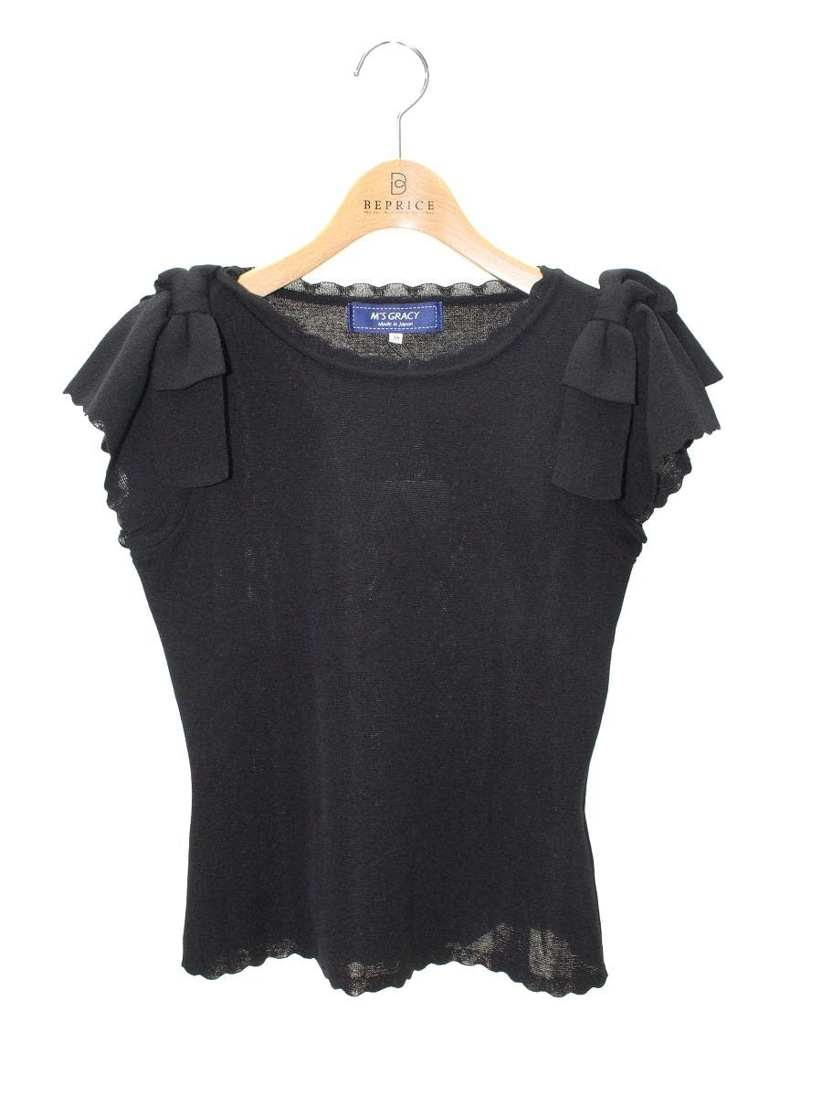 エムズグレイシー 818380 ニット セーター 38 ブラック スカラップ セーター IT0KD5NEQ4MC