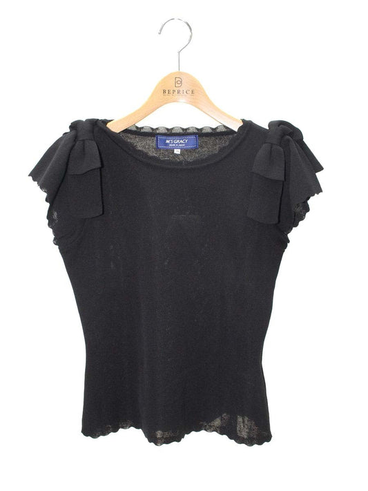 エムズグレイシー 818380 ニット セーター 38 ブラック スカラップ セーター IT0KD5NEQ4MC