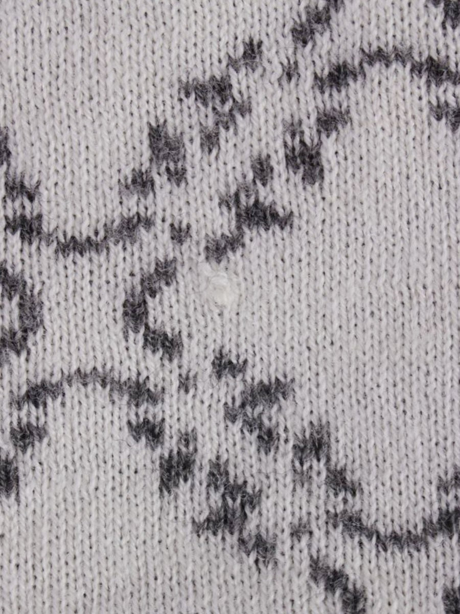 スーパービューティー ロングベスト 42 グレー ニット フェイクパール ラインストーン ITHSHV8UL8YG