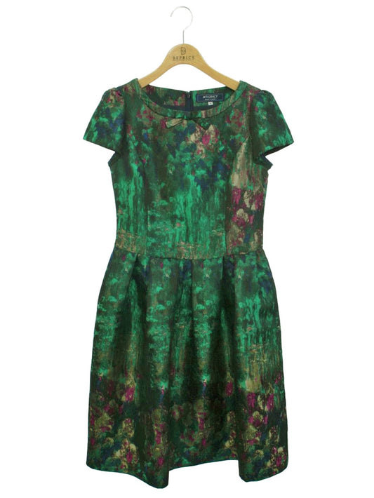 エムズグレイシー 011516 ワンピース 38 マルチカラー 絵画調 リボン IT7RTNRV8Y4Y