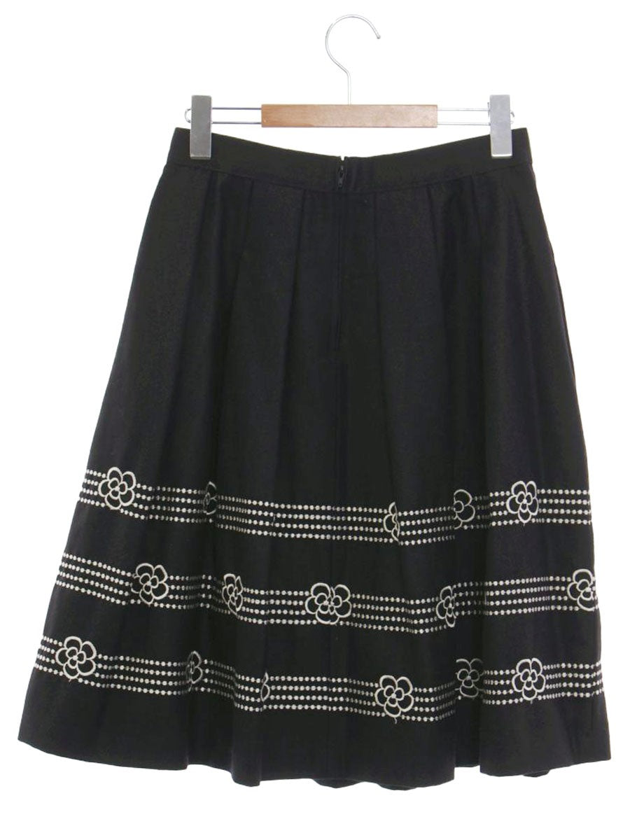 エムズグレイシー 817706 スカート 40 ブラック ウール カメリア ITY2CD6LJX1W