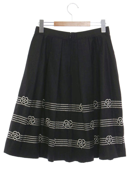 エムズグレイシー 817706 スカート 40 ブラック ウール カメリア ITY2CD6LJX1W