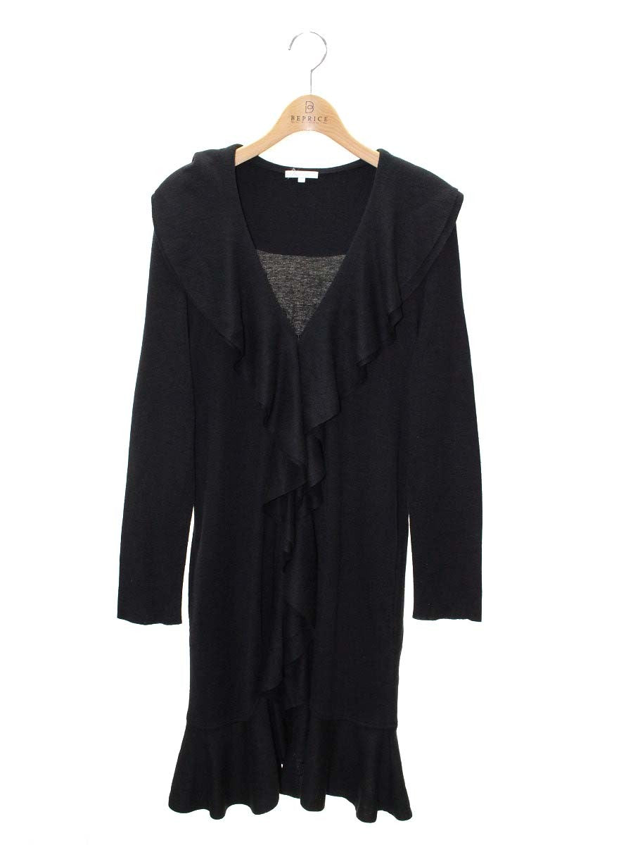 トゥービーシック W5F10-646-09 ロングカーディガン Ⅱ ブラック フリル IT7NBN8FRQH3 【SALE】