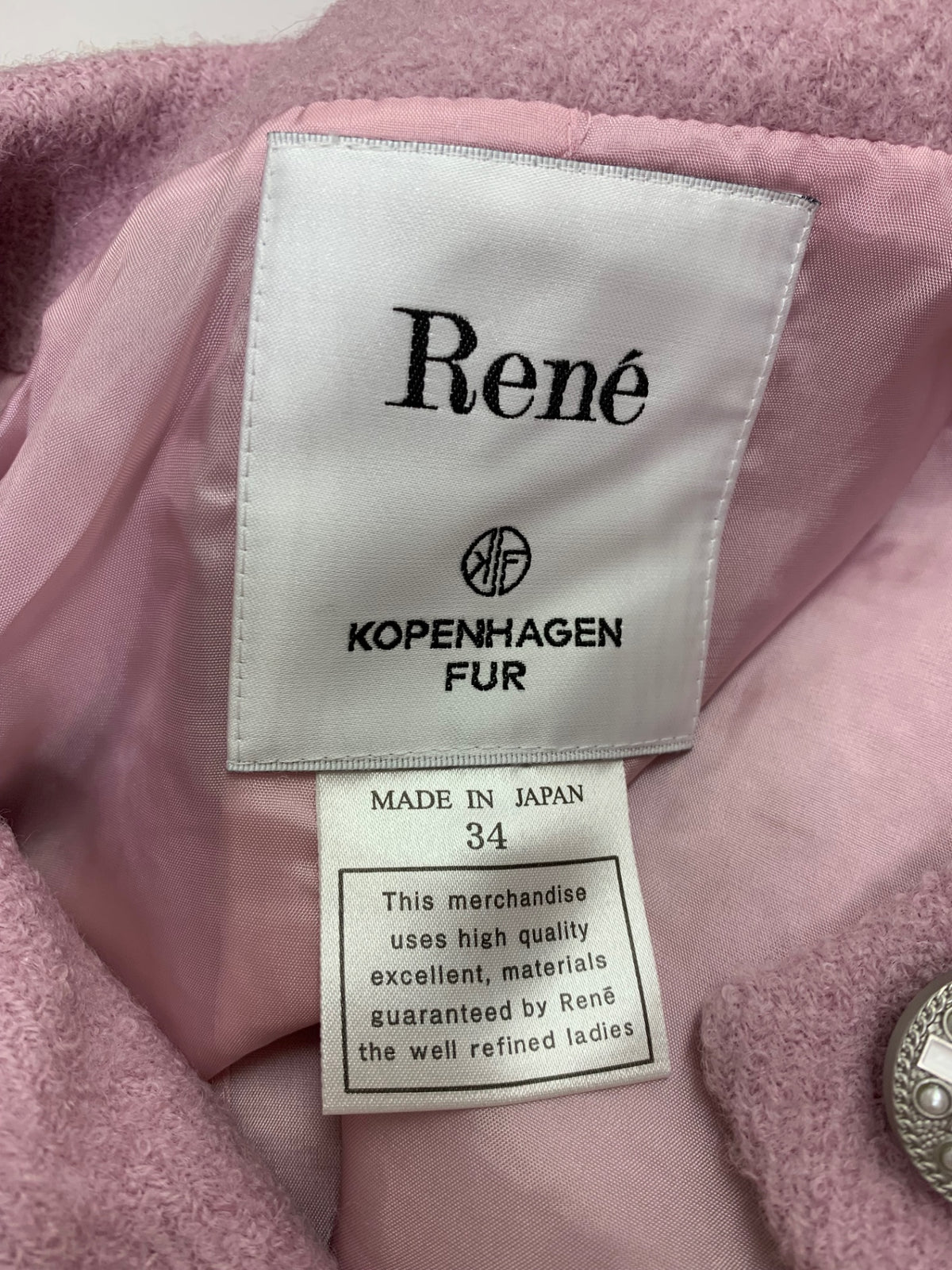 ルネ Coat 6533010 ノーカラージャケット 34 ピンク リボン HOPENHAGEN FUR ITHZRUV40Q2M