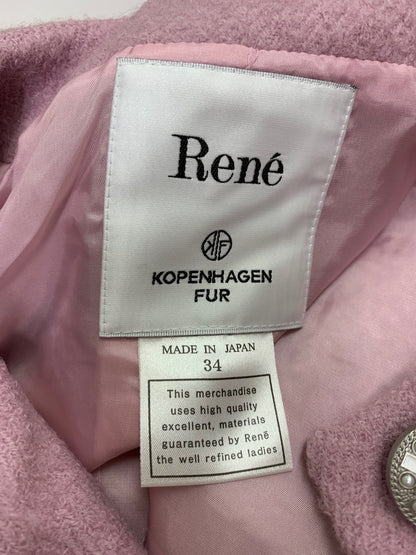 ルネ Coat 6533010 ノーカラージャケット 34 ピンク リボン HOPENHAGEN FUR ITHZRUV40Q2M