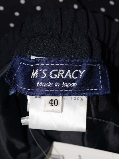 エムズグレイシー 316313 パンツ 40 ネイビー ワイド ドット 水玉 ITBS68AQSK1A