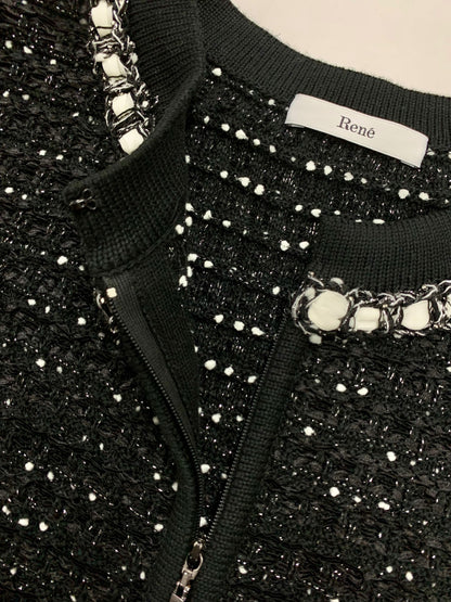 ルネ 6312920 カーディガン 34 ブラック ニット ダブルジップ ITZ4YM2M0AC4 【SALE】