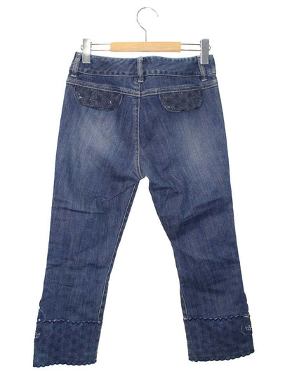 トゥービーシック W5R01-410-29 デニムパンツ 40 ブルー スパンコール フラワー フレア IT7QVKT4PI4W