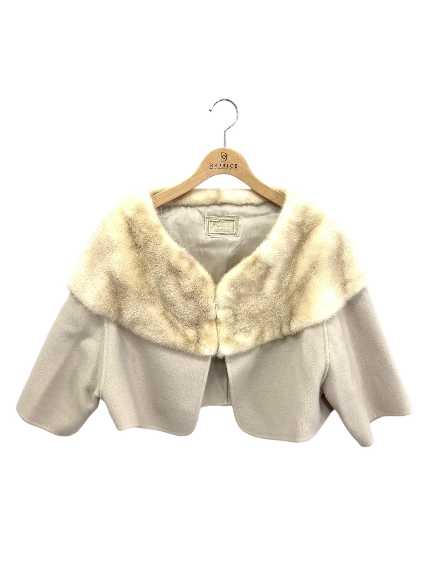 フォクシーブティック Fur Jacket SOUFFLE 37280 ジャケット F ベージュ カシミヤ ミンクファー IT8ASDMJHUXO