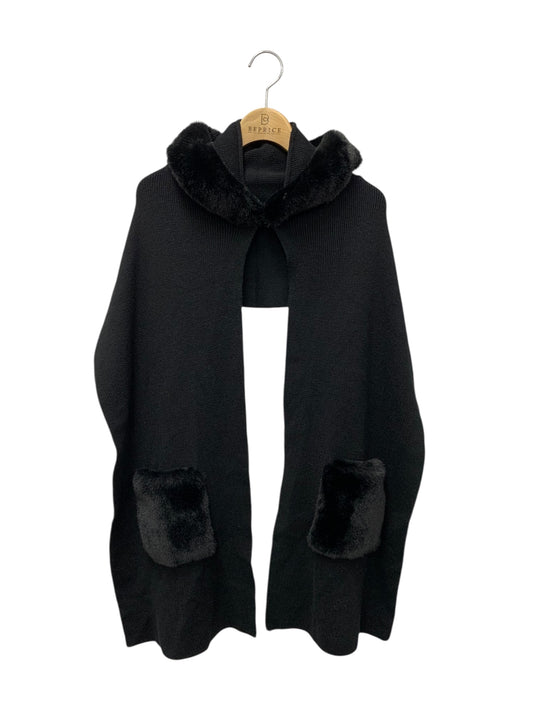 エムズグレイシー 096505 ポンチョ F ブラック フェイクファー付き ニット フーディ IT1W897EEU1W