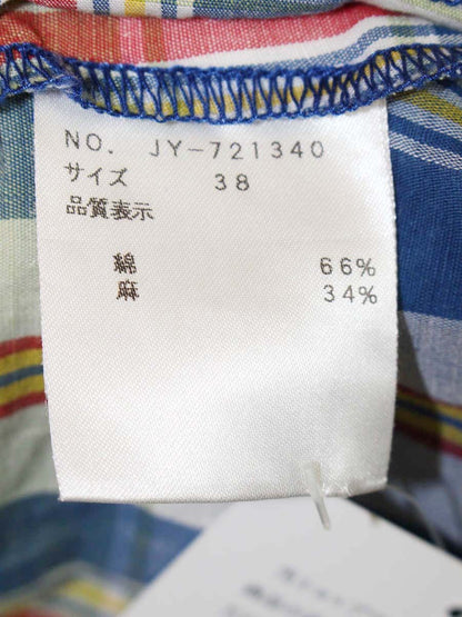 エムズグレイシー 721340 ワンピース 38 ブルー ティアード チェック IT2JG6BTFC85