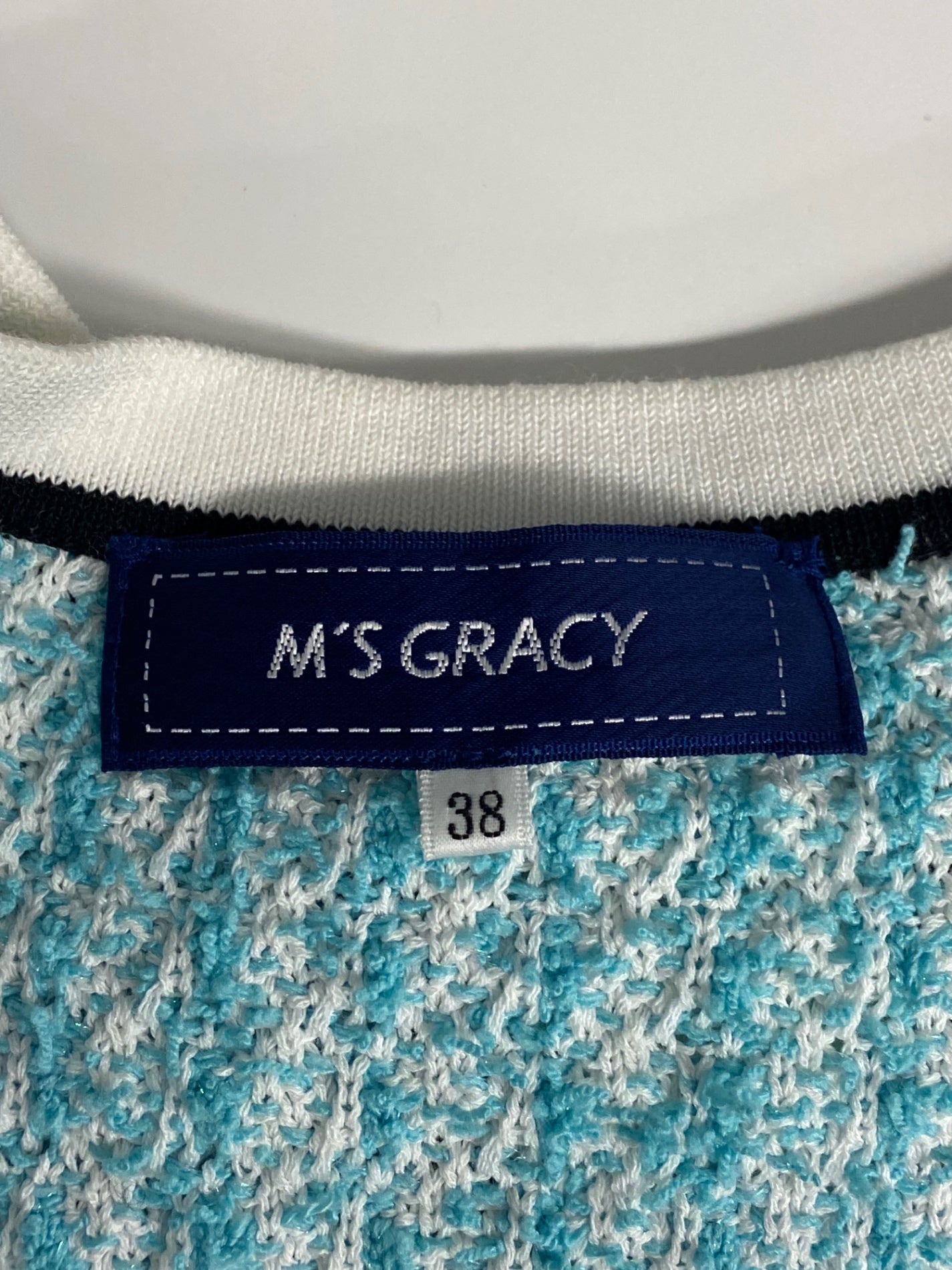 エムズグレイシー 418104 ジャケット 38 ブルーグリーン ノーカラー ITJND1M5ADDO