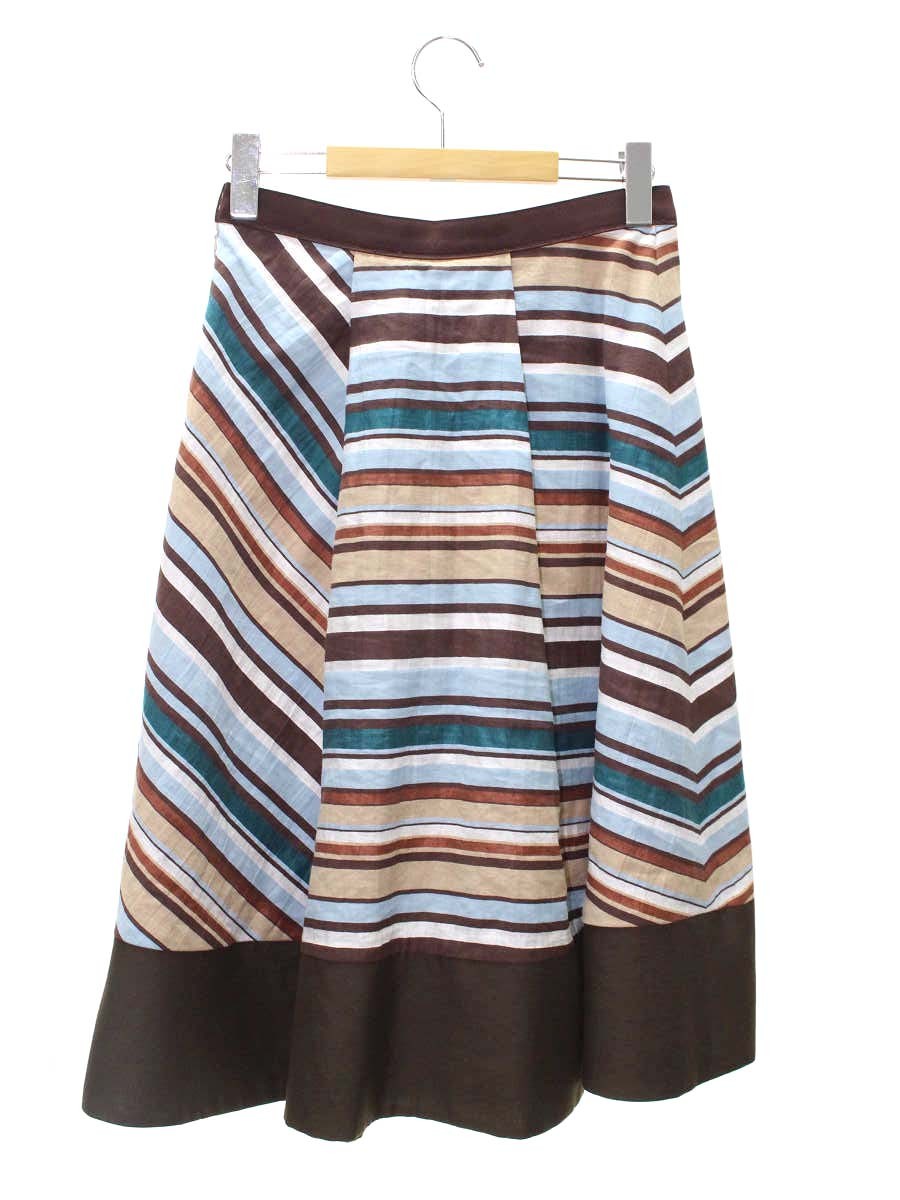 エムズグレイシー 017330 スカート 38 マルチカラー バイアス柄 ワンポイント 刺繍 IT1CZJCZX7DC