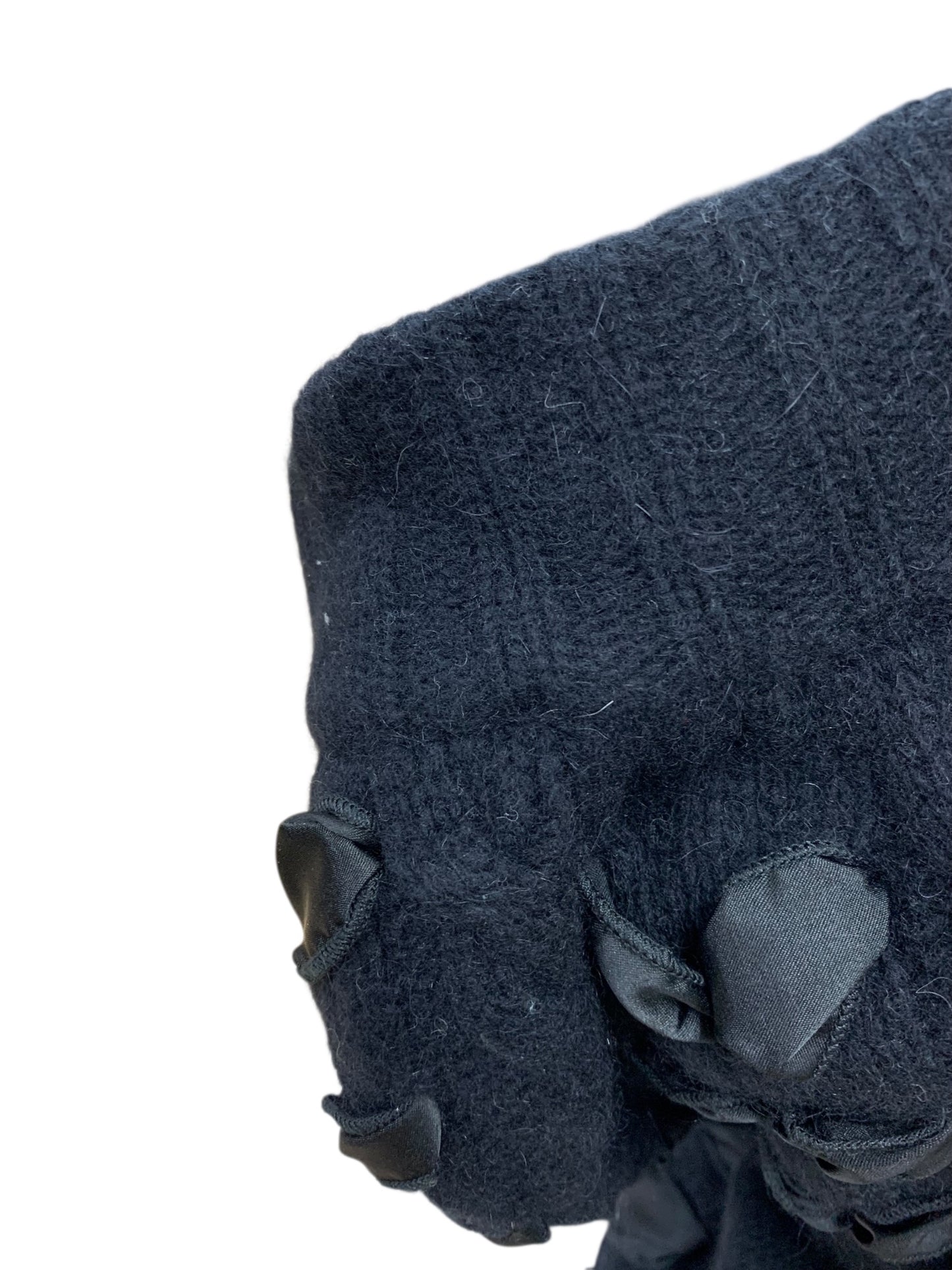 エムズグレイシー 028555 ポンチョ ブラック リボン ニット ファー ITW4G3E741RW